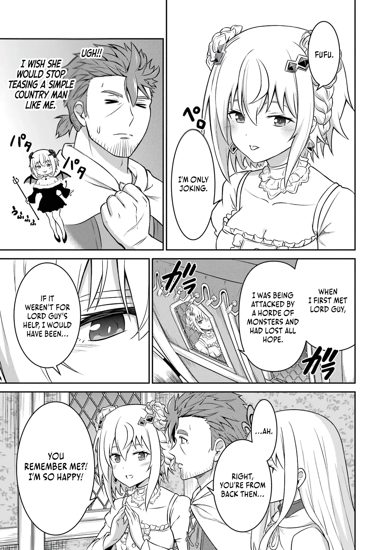 Ossan Boukensha no Okureta Eiyuu-tan  Kansha no Suburi o 1 nichi 1 man Kaishite itara, Kensei ga Deshi-iri Shigan ni Yatte Kita Chapter 3 page 37 - 