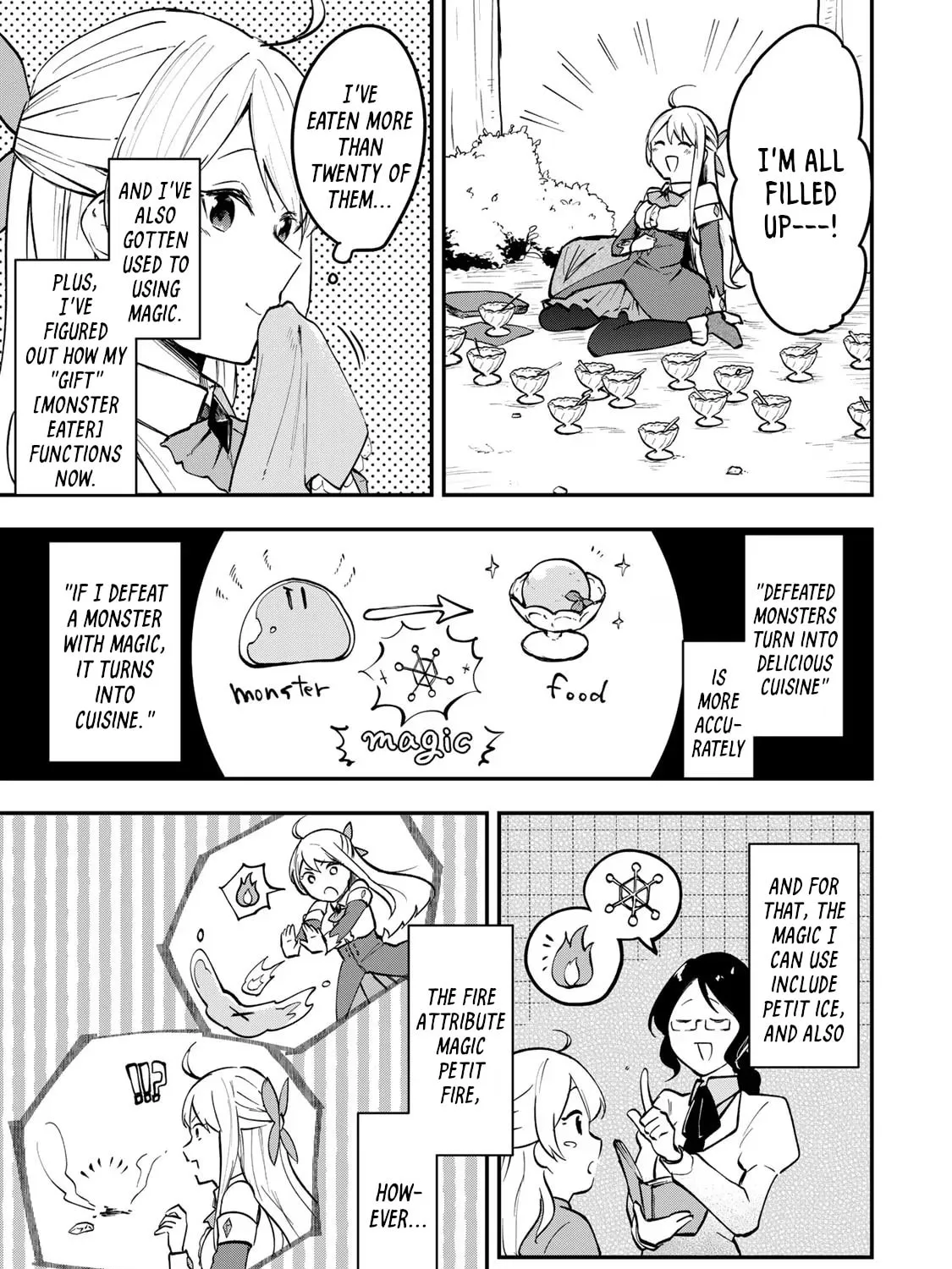[Pakupaku desu wa] Tsuihou Sareta Ojou-sama no "Monster wo Taberu Hodo Tsuyoku Naru" Skill wa, 1-shoku de 1 Level Up Suru Zendai Mimon no Saikyou Skill Deshita. 3-nichi de Jinrui Saikyou ni Narimashita wa! Chapter 1 page 33 - 