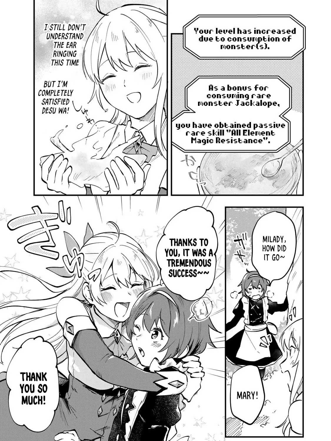 [Pakupaku desu wa] Tsuihou Sareta Ojou-sama no "Monster wo Taberu Hodo Tsuyoku Naru" Skill wa, 1-shoku de 1 Level Up Suru Zendai Mimon no Saikyou Skill Deshita. 3-nichi de Jinrui Saikyou ni Narimashita wa! Chapter 7 page 63 - 