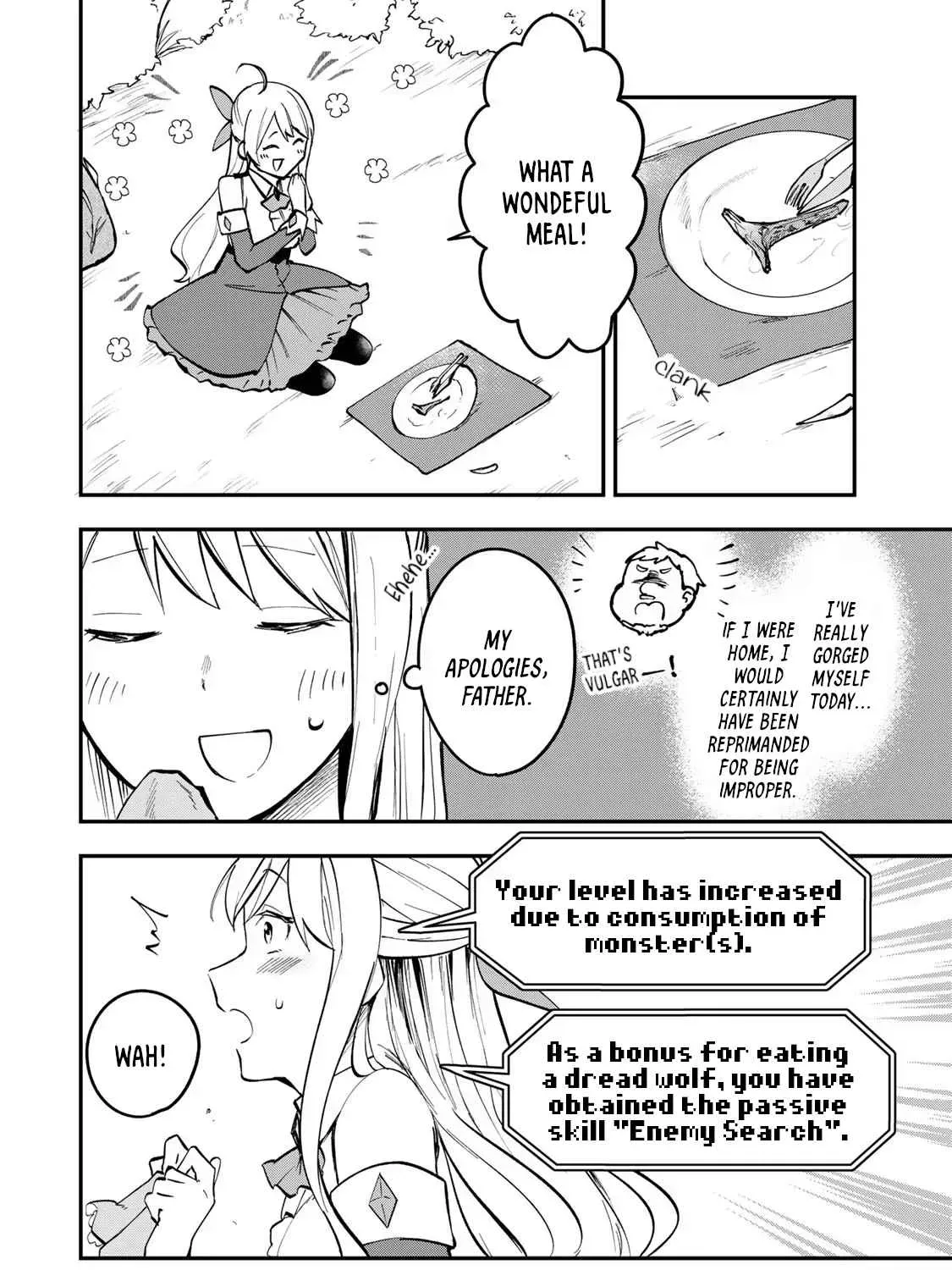 [Pakupaku desu wa] Tsuihousareta Ojou-sama no "Monster wo Taberu Hodo Tsuyoku Naru" Skill wa, 1-shoku de 1 Level Up suru Zendaimimon no Saikyou Skill deshita. 3-nichi de Jinrui Saikyou ni narimashita wa~! Chapter 0 page 49 - 