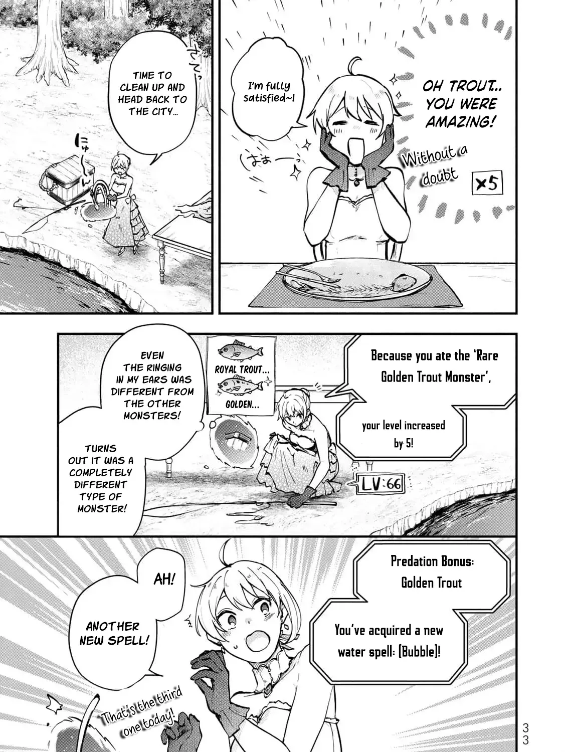 [Pakupaku desu wa] Tsuihousareta Ojou-sama no "Monster wo Taberu Hodo Tsuyoku Naru" Skill wa, 1-shoku de 1 Level Up suru Zendaimimon no Saikyou Skill deshita. 3-nichi de Jinrui Saikyou ni narimashita wa~! Chapter 13 page 69 - 