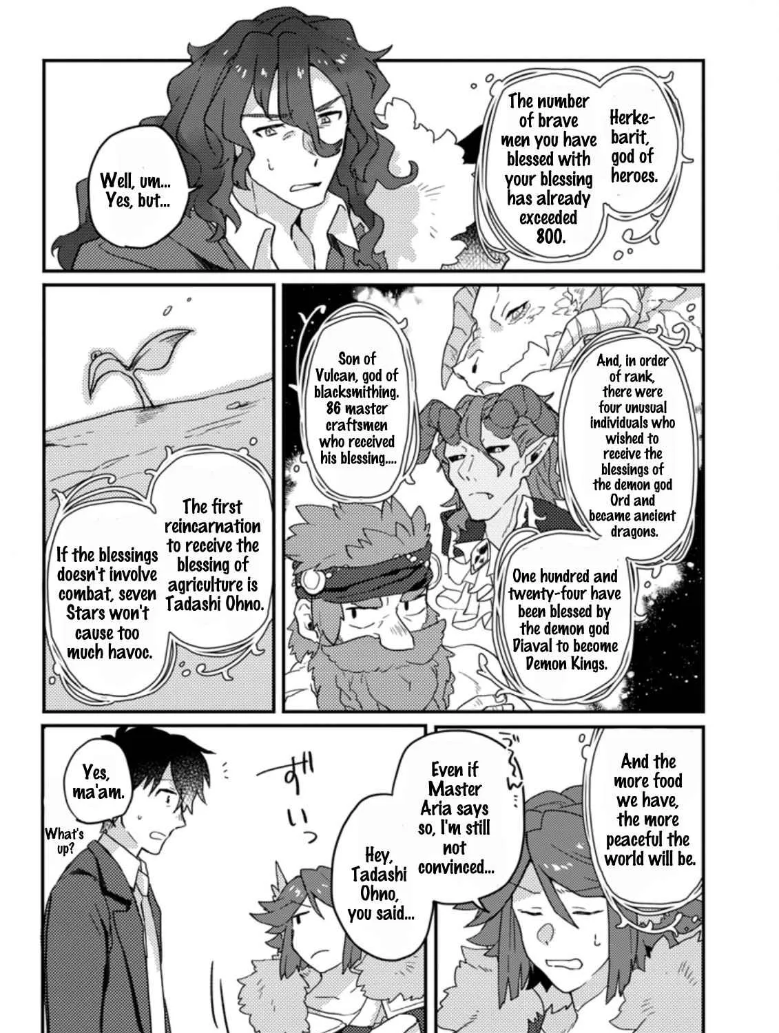 Revolution in production with the blessings of the gods - While living a leisurely, slow life in a corner of another world, somehow a diverse group of people gathered to form the strongest nation... Chapter 1.2 page 8 - 