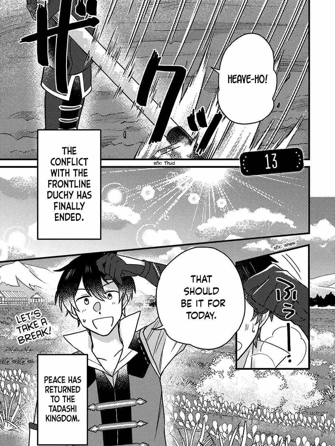 Revolution in production with the blessings of the gods - While living a leisurely, slow life in a corner of another world, somehow a diverse group of people gathered to form the strongest nation... Chapter 13 page 3 - 
