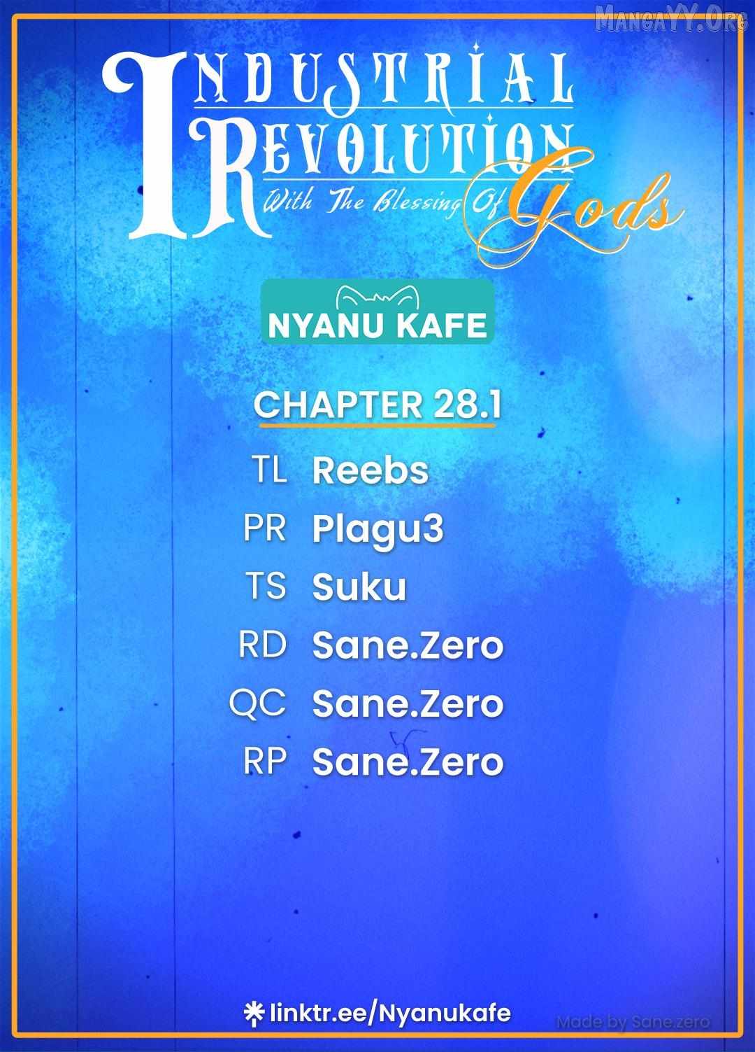 Revolution in production with the blessings of the gods - While living a leisurely, slow life in a corner of another world, somehow a diverse group of people gathered to form the strongest nation... Chapter 28 page 1 - 