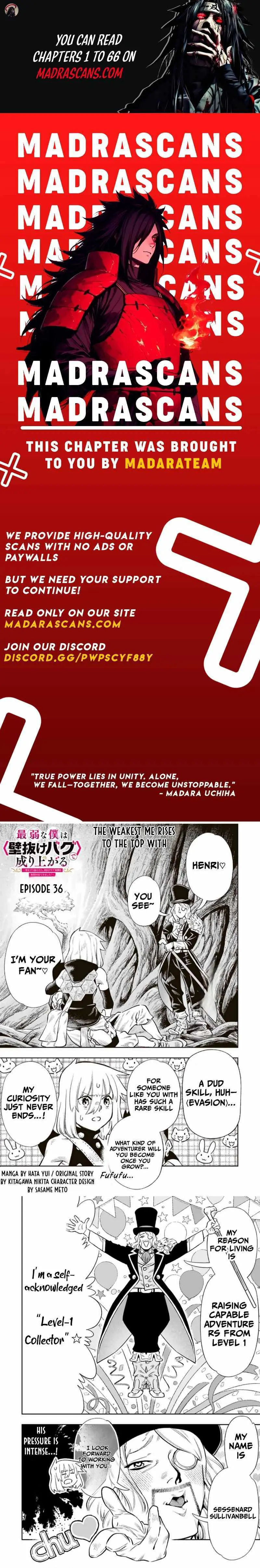 Saijaku Na Boku Wa "kabenuke Bugs" De Nariagaru ~Kabe Wo Surinuketara, Shokai Clear Houshuu Wo Mugen Kaishuu Dekimashita!~ Chapter 36 page 1 - 