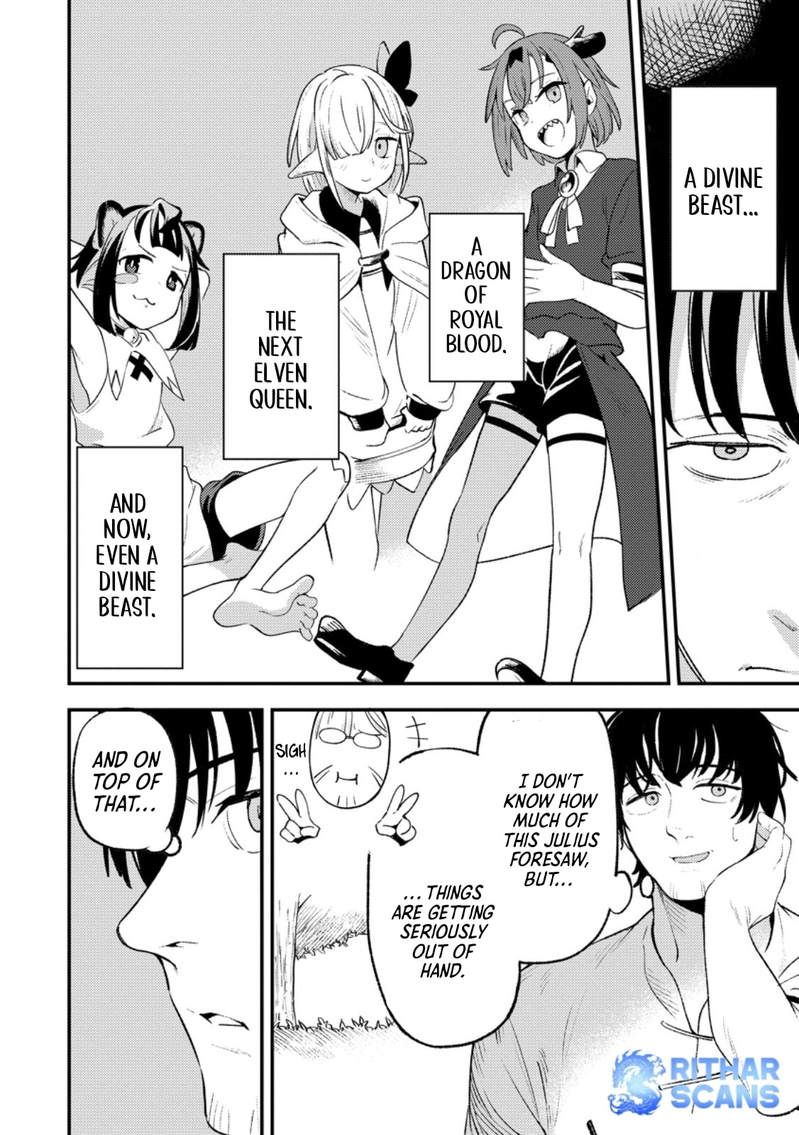 Saikyou Kyuutei Shinanyaku no Ossan, Tsuihousareta Hekichi de Musou Suru: Maboroshi to Natta Shuzoku no Bishoujo-tachi wo Sodatete Henkyou wo Kaitaku Chapter 8.3 page 8 - 