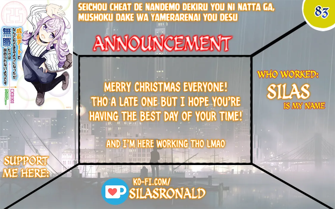 Seichou Cheat de Nandemo Dekiru You ni Natta ga, Mushoku Dake wa Yamerarenai You Desu Chapter 83 page 1 - 