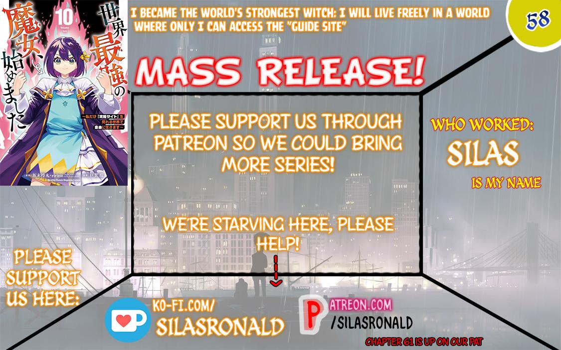 Sekai Saikyou no Majo, Hajimemashita ~Watashi Dake "Kouryaku Saito" o Miseru Sekai de Jiyuu ni Ikimasu~ Chapter 58 page 1 - 