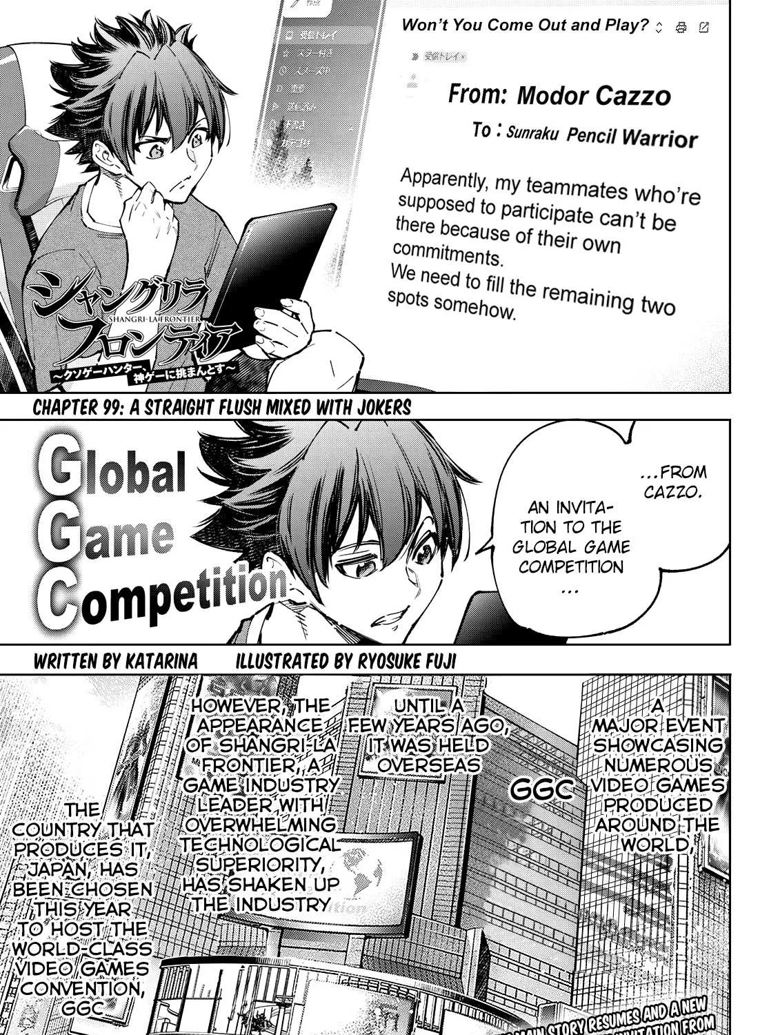 Shangri-La Frontier ~ Kusoge Hunter, Kamige Ni Idoman To Su~ Chapter 99 page 1 - 
