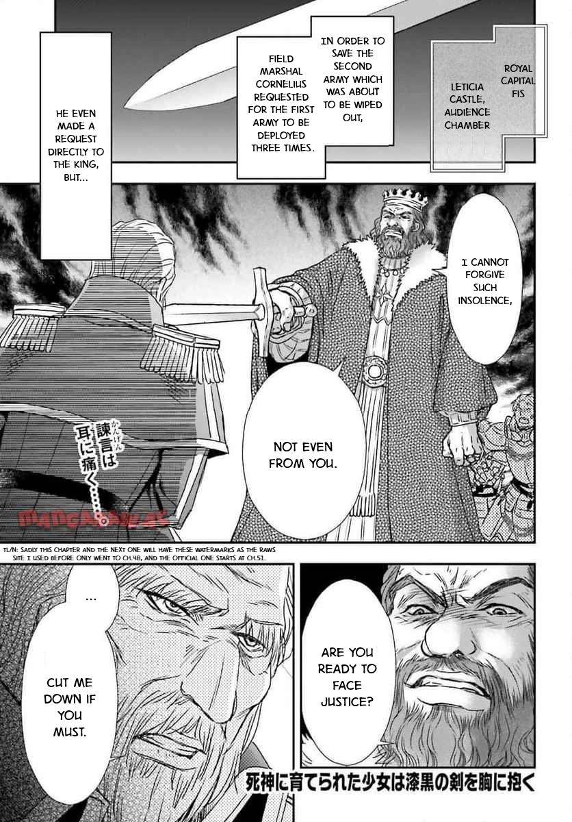 Shinigami ni Sodaterareta Shoujo wa Shikkoku no Tsurugi o Mune ni Idaku Chapter 49 page 1 - 