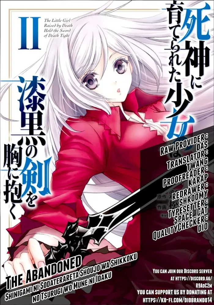 Shinigami ni Sodaterareta Shoujo wa Shikkoku no Tsurugi wo Mune ni Idaku Chapter 14 page 1 - 