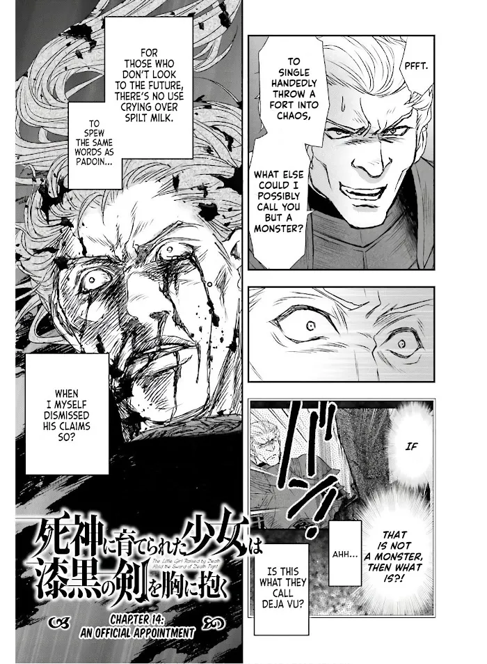 Shinigami ni Sodaterareta Shoujo wa Shikkoku no Tsurugi wo Mune ni Idaku Chapter 14 page 3 - 