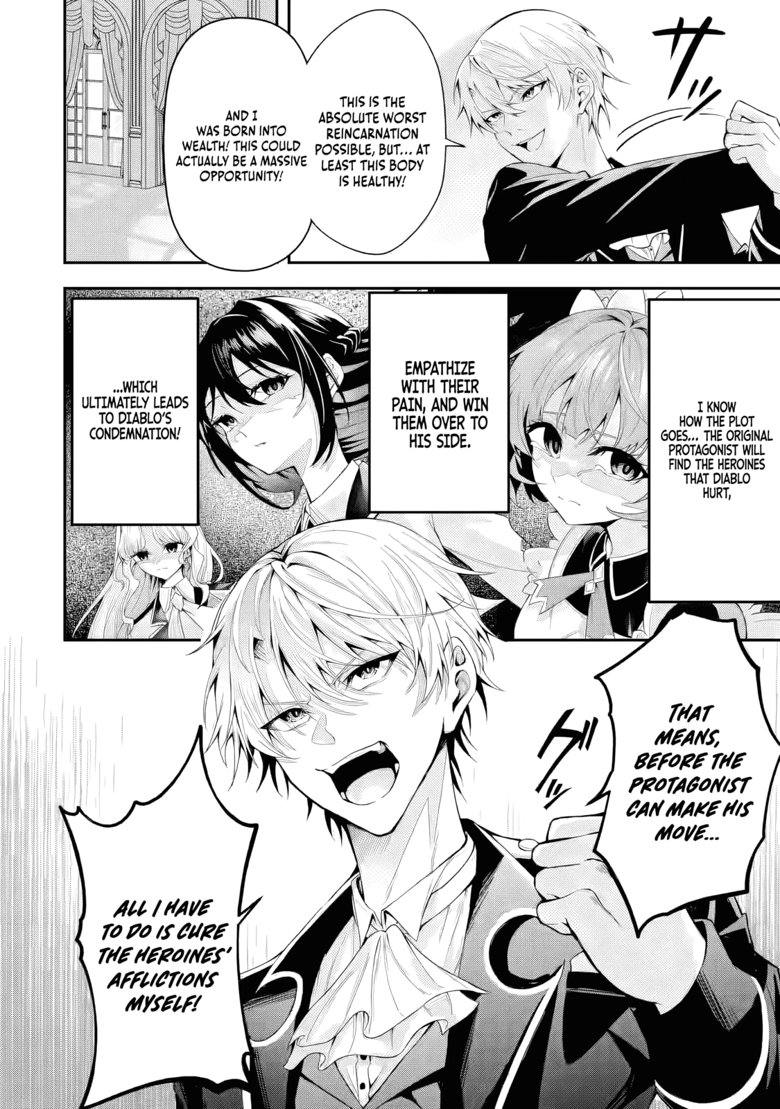 Shokei Flag no Akuyaku Kizoku ni Tensei Shita ga, Shinitakunai no de Yami Mahou o Kiwamete Heroine-tachi o Sukuimasu Chapter 1 page 22 - 