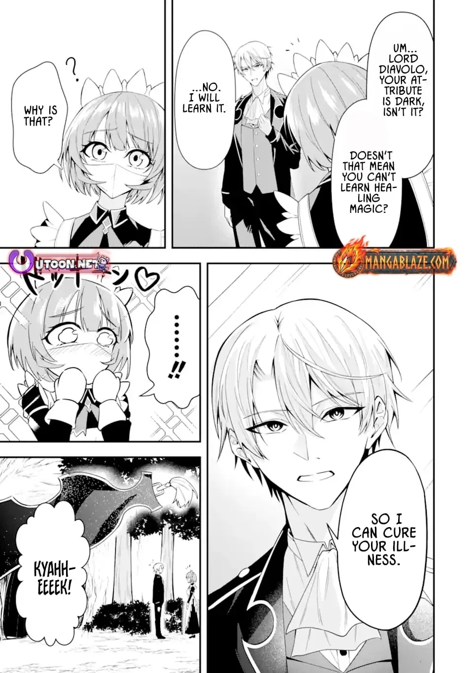 Shokei Flag No Akuyaku Kizoku Ni Tensei Shitaga, Shinitakunainode Yami Maho Wo Kiwamete Heroine Tachi Wo Sukuimasu Byojakuna Heroine Wo Care Shitara Naze Ka Ore Ga Dekiai Sareta Ken Chapter 1.2 page 11 - 