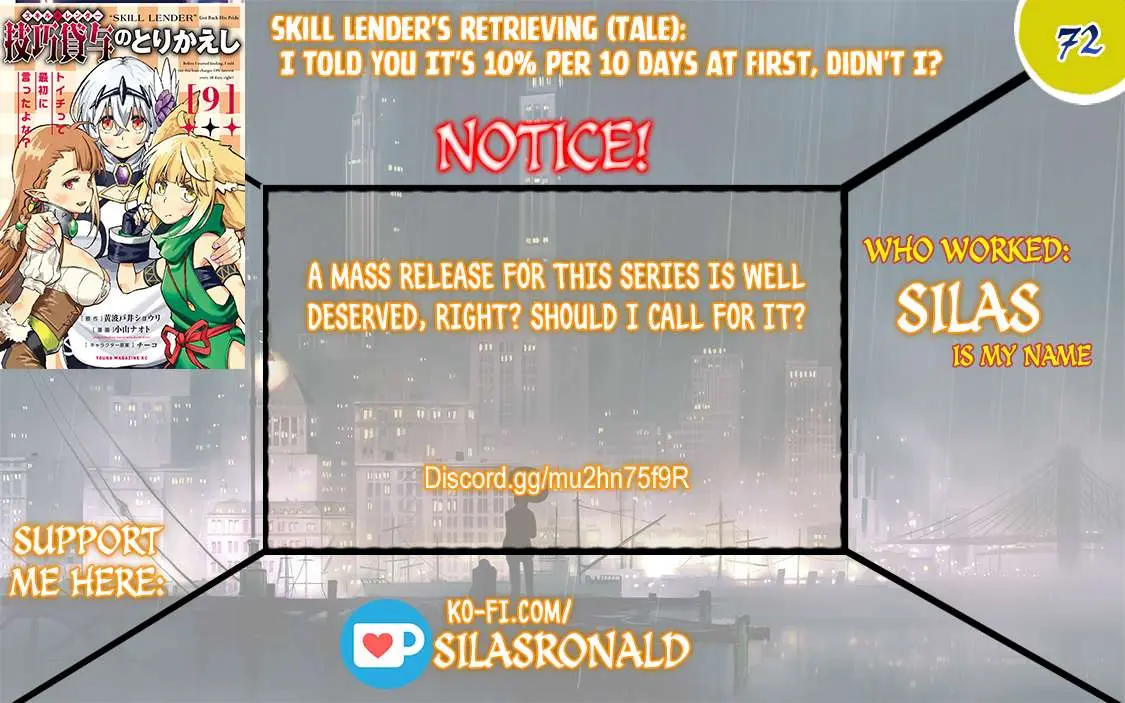 Skill Lender’s retrieving (Tale) ~I told you it’s 10% per 10 days at first, didn’t I~ Chapter 72 page 1 - 