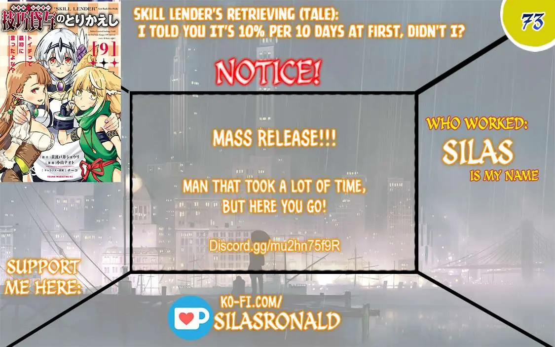 Skill Lender’s retrieving (Tale) ~I told you it’s 10% per 10 days at first, didn’t I~ Chapter 73 page 1 - 