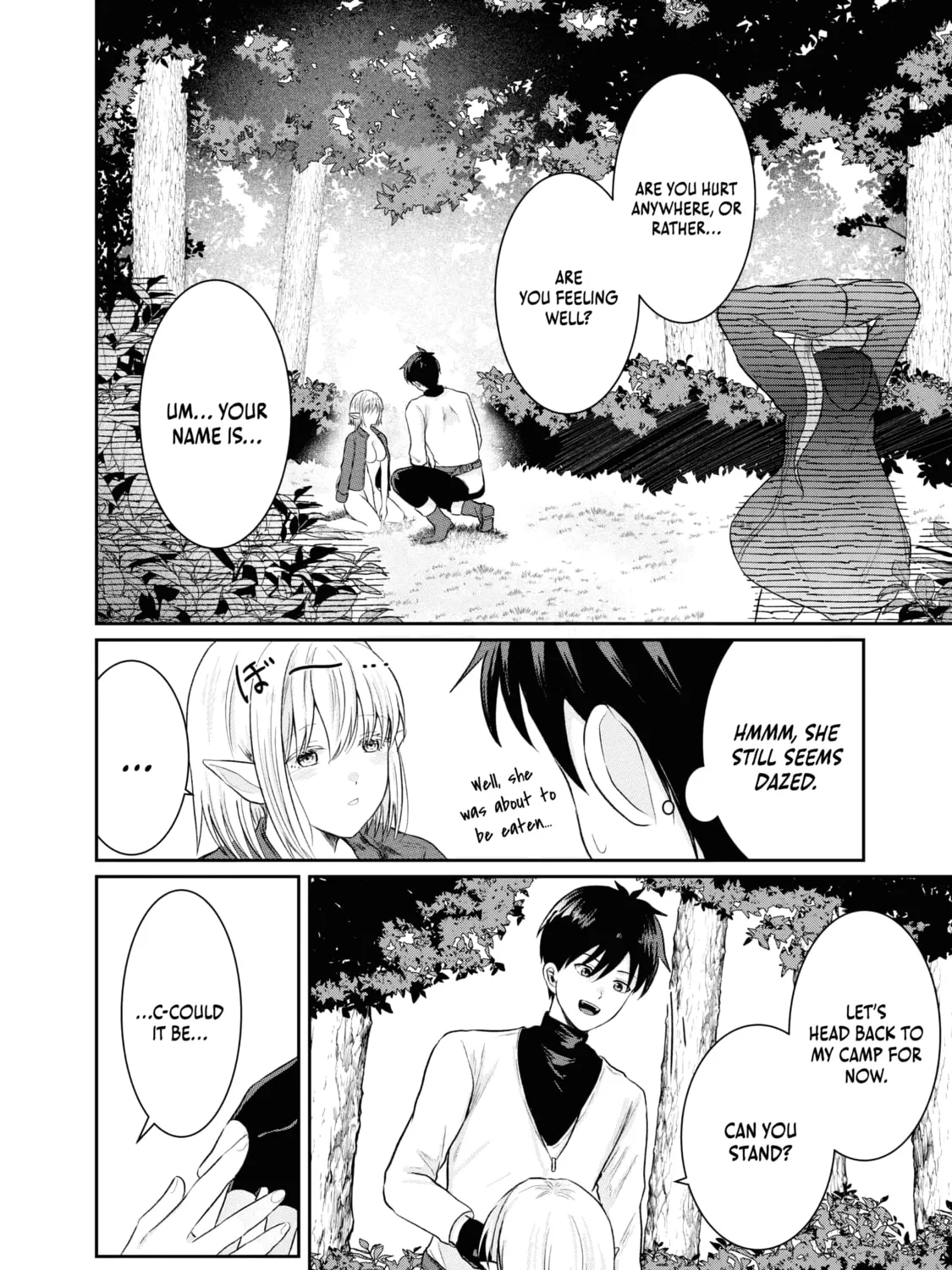 "Sono Hen no Kusa demo Kuttoke" to Tsuihou Sareta Munou Skill [Shokubutsugui] Mochi Tenseisha, Elf no Sato de Maboroshi no Shokubutsu o Tabete Musou Suru Chapter 1 page 72 - 