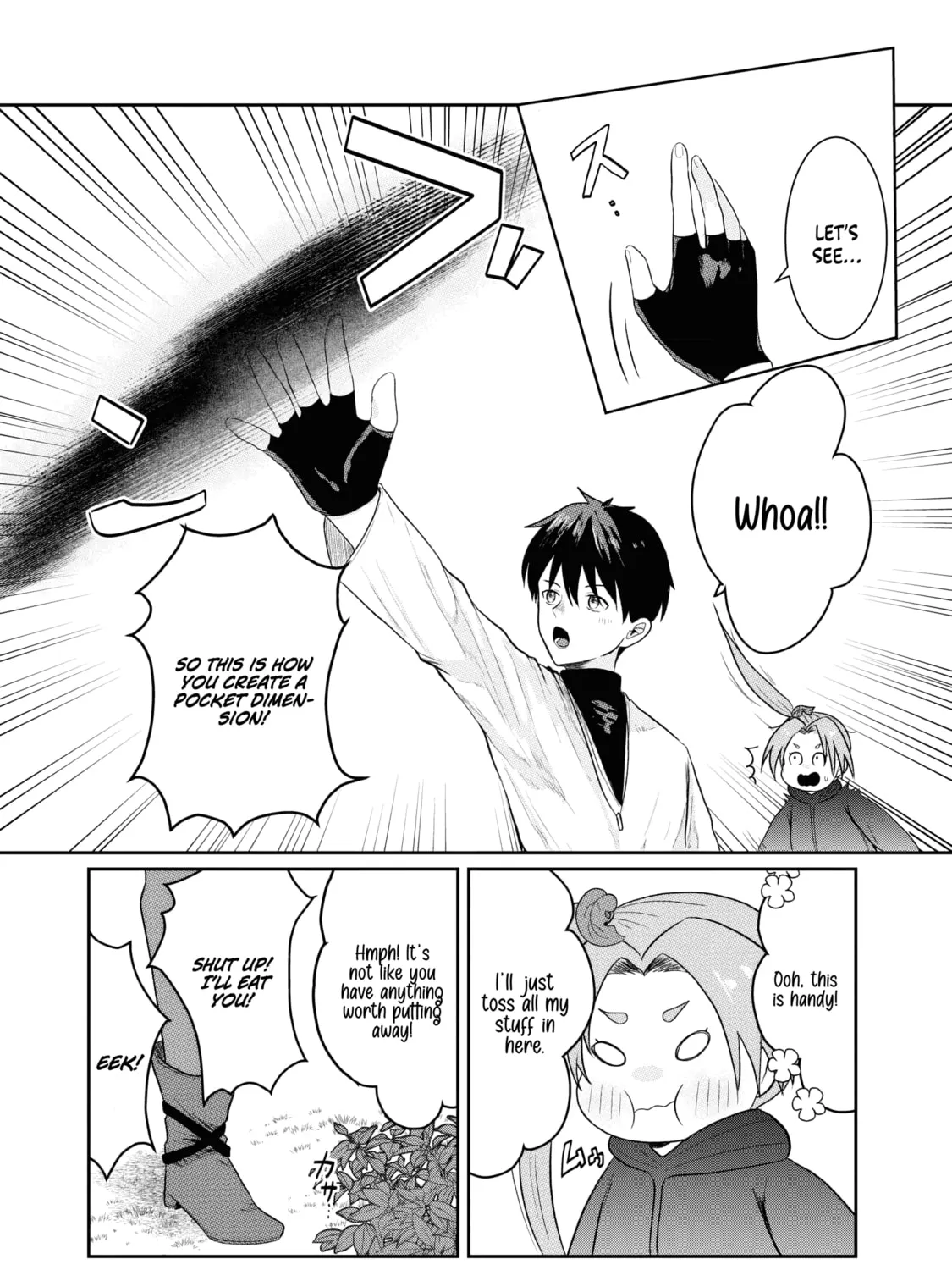"Sono Hen no Kusa demo Kuttoke" to Tsuihou Sareta Munou Skill [Shokubutsugui] Mochi Tenseisha, Elf no Sato de Maboroshi no Shokubutsu o Tabete Musou Suru Chapter 2 page 22 - 