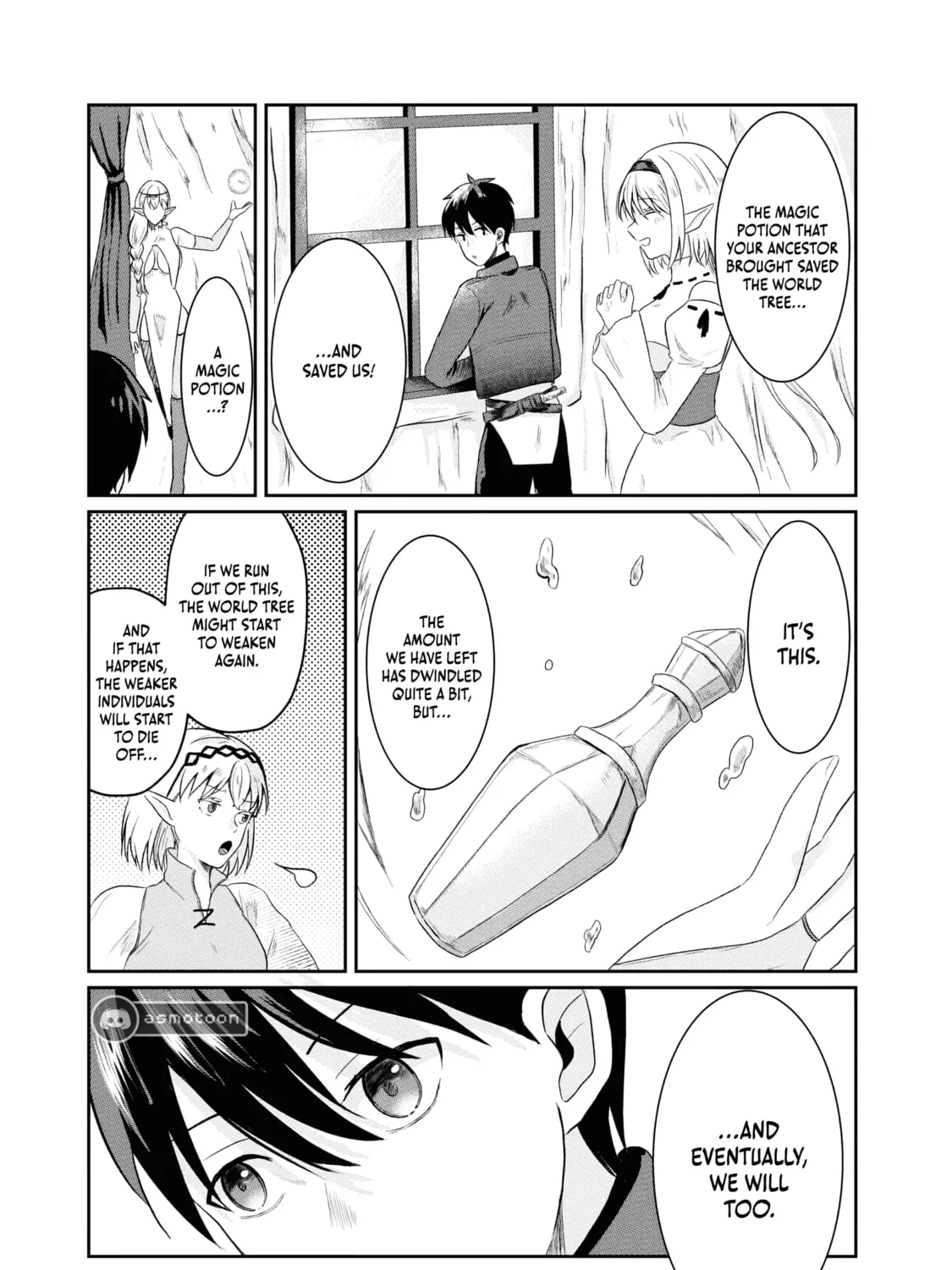 "Sono Hen no Kusa demo Kuttoke" to Tsuihou Sareta Munou Skill [Shokubutsugui] Mochi Tenseisha, Elf no Sato de Maboroshi no Shokubutsu o Tabete Musou Suru Chapter 2 page 58 - 
