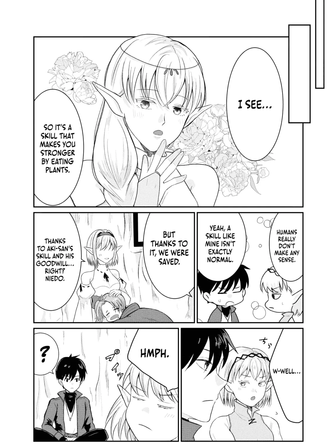 "Sono Hen no Kusa demo Kuttoke" to Tsuihou Sareta Munou Skill [Shokubutsugui] Mochi Tenseisha, Elf no Sato de Maboroshi no Shokubutsu o Tabete Musou Suru Chapter 3 page 28 - 