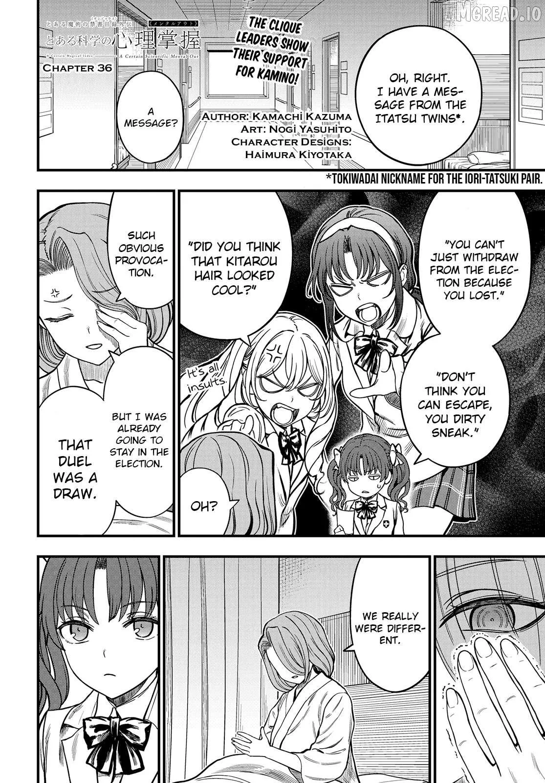 Toaru Kagaku no Mental Out Chapter 36.1 page 1 - 