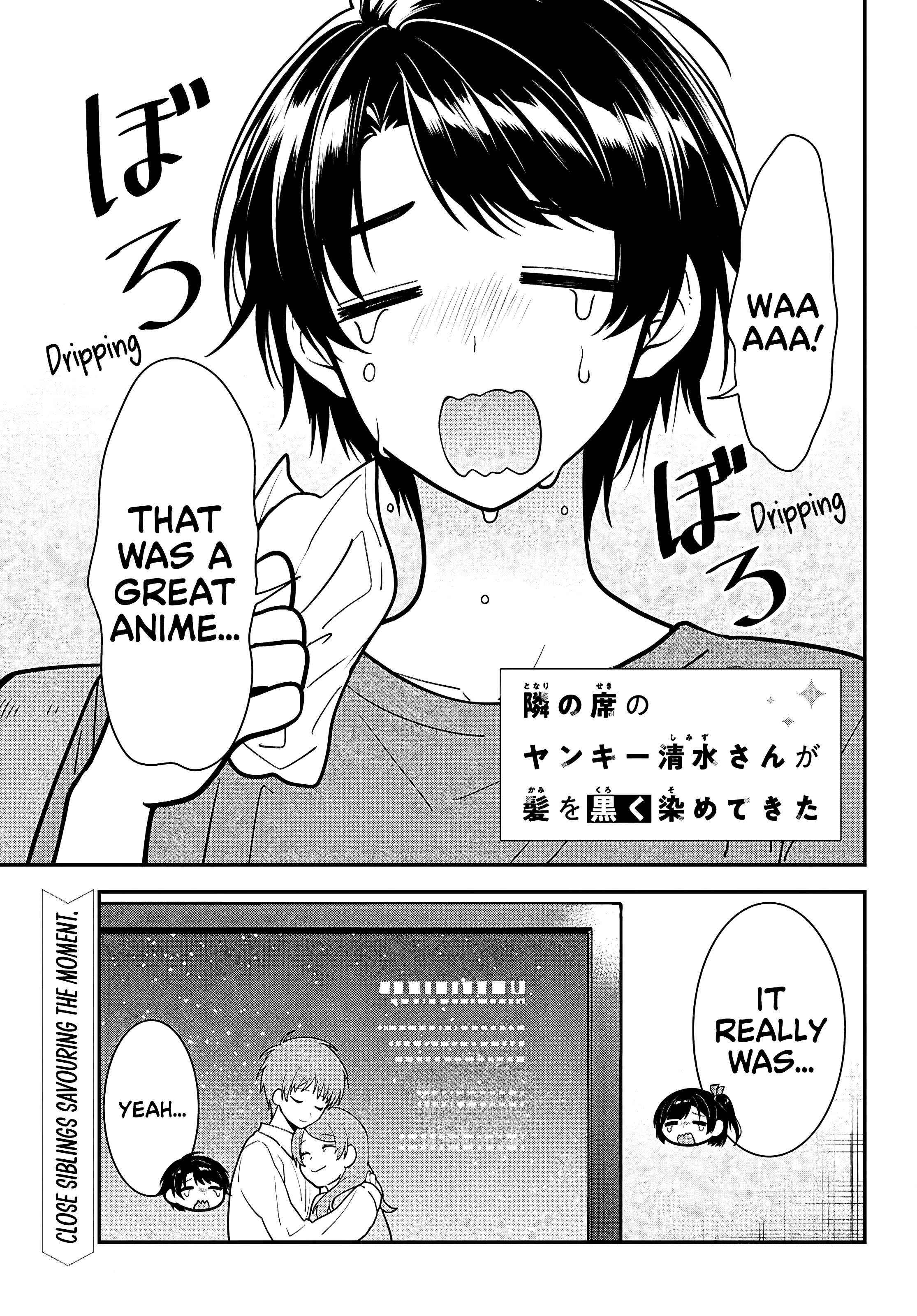 Tonari no Seki no Yankee Shimizu-san ga Kami o Kuroku Sometekita Chapter 12 page 1 - 