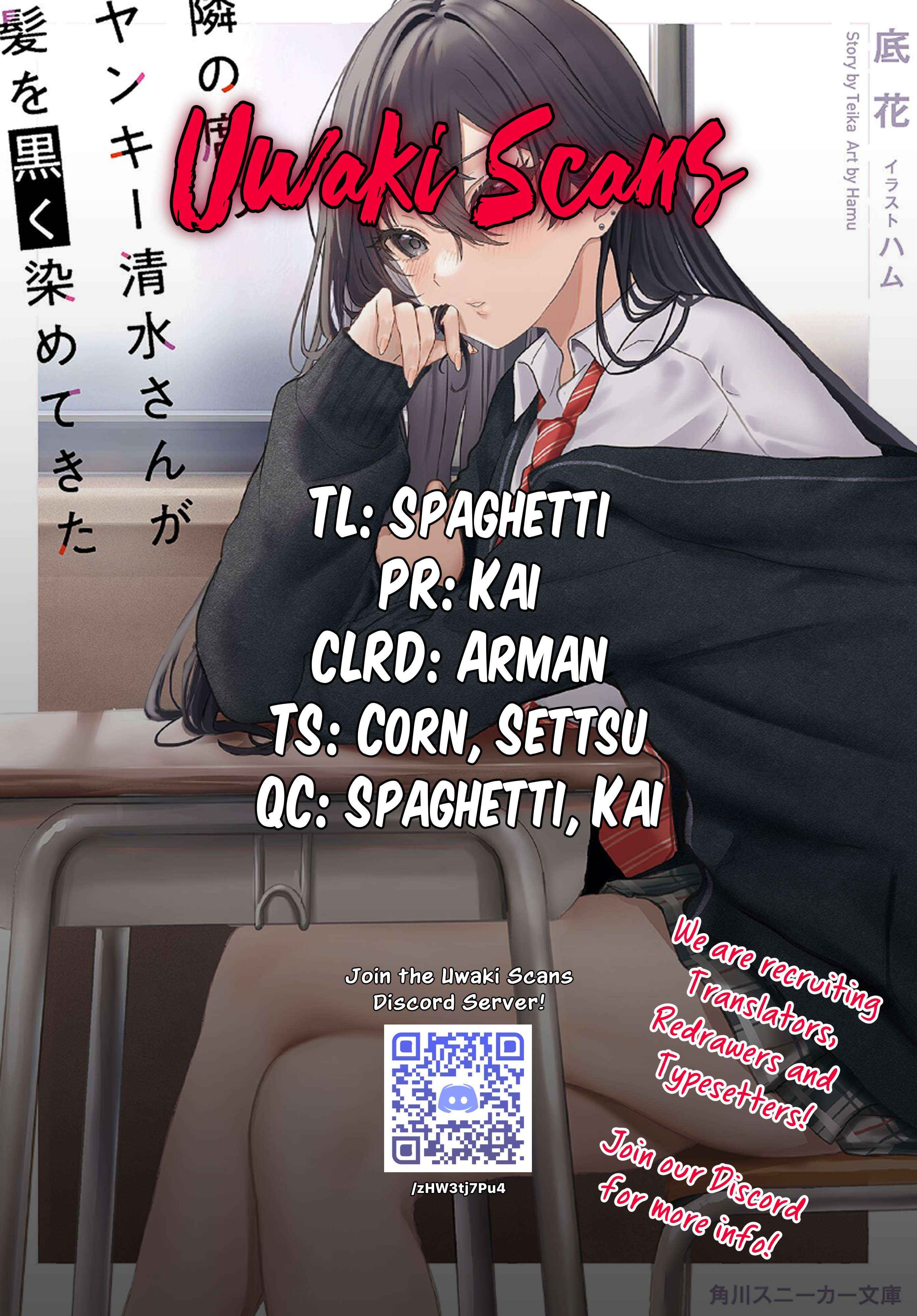 Tonari no Seki no Yankee Shimizu-san ga Kami o Kuroku Sometekita Chapter 9 page 1 - 