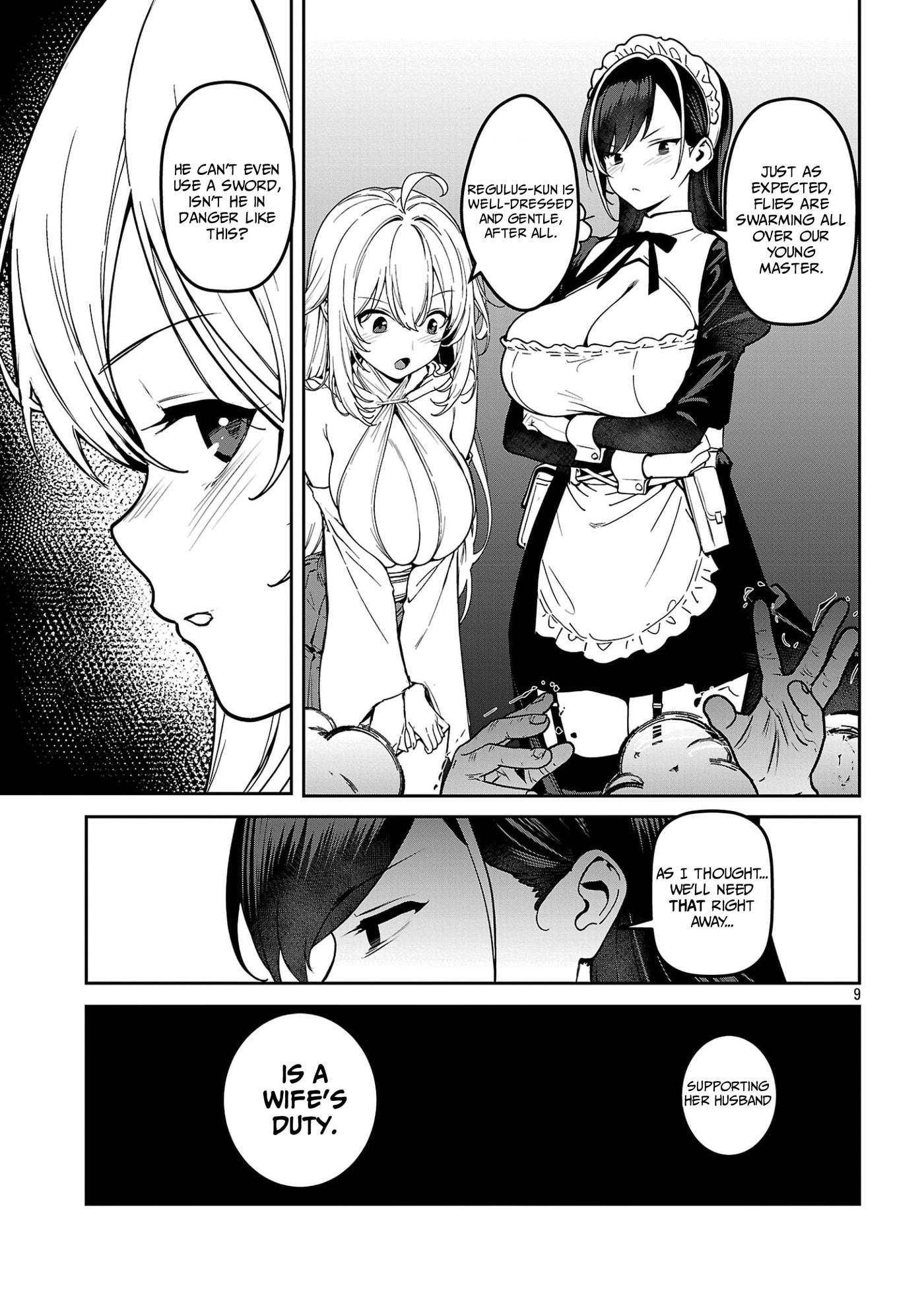 Tousan wa "Kensei", Kaasan wa "Kenshin", Boku wa "Ochinp〇 Chanbara Master" Chapter 4.1 page 9 - 
