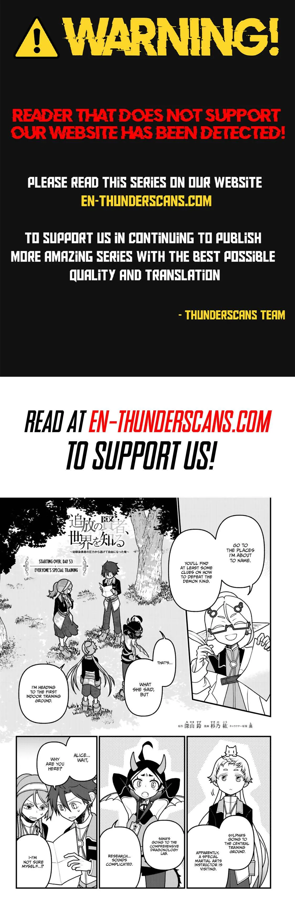 Tsuihou no Kenja, Sekai wo Shiru ~Osanajimi Yuusha no Atsuryoku kara Nigete Jiyuu ni Natta Ore~ Chapter 53 page 1 - 