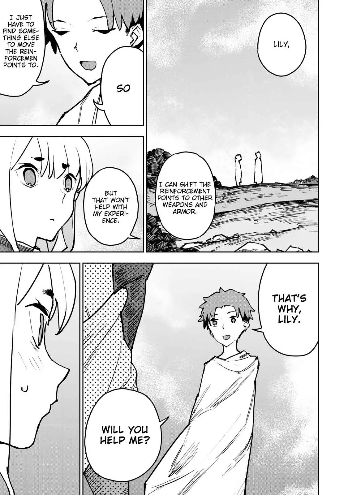 Tsuihou sareta cheat fuyo majutsushi wa ki mama na second life wo ouka suru. ~ora wa buki dake janaku, arayuru mono ni "kyouka point" wo fuyo dekiru shi, ore no ishi de itsudemo kouka wo kaijo dekiru kedo, nokotta hitotachi daijoubu?~ Chapter 2 page 47 - 