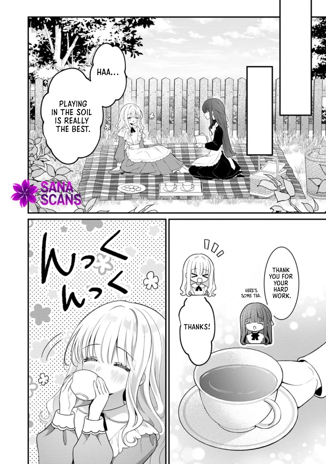 Tsuihou Seijo no Doronko Nouen Seikatsu: Itsunomanika Ringoku wo Sukutte Shimaimashita Chapter 15 page 4 - 