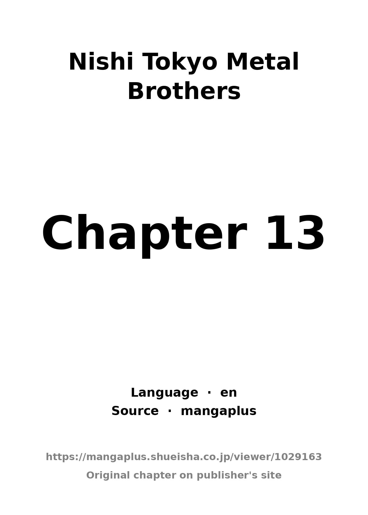 West Tokyo Metal Bros Chapter 13 page 1 - 